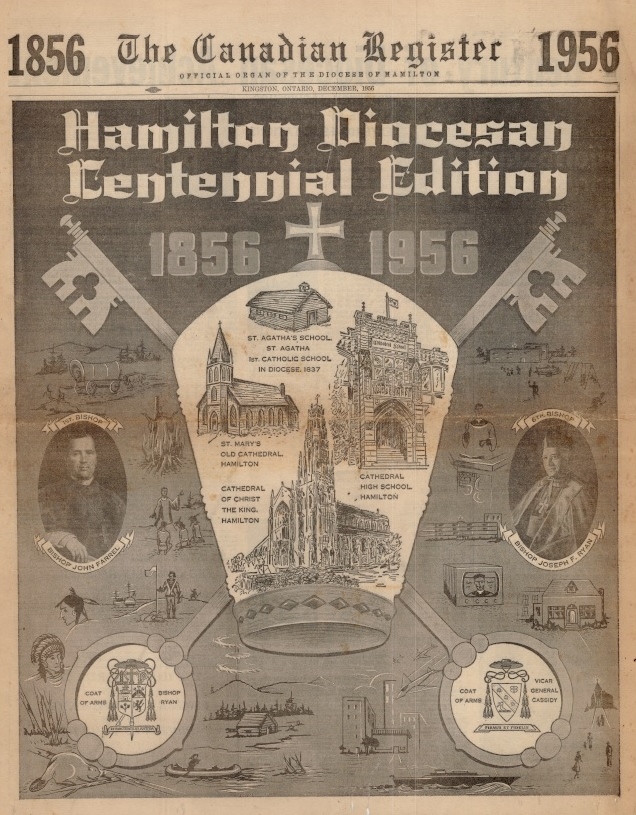 Photograph of the front page of The Canadian Register, Hamilton Diocesan Centennial Edition, published in 1956.